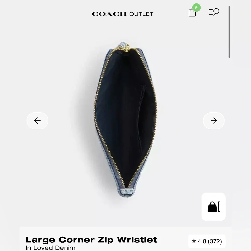 Coach Large Corner Zip Wristlet In Loved Denim - Picture 7 of 9